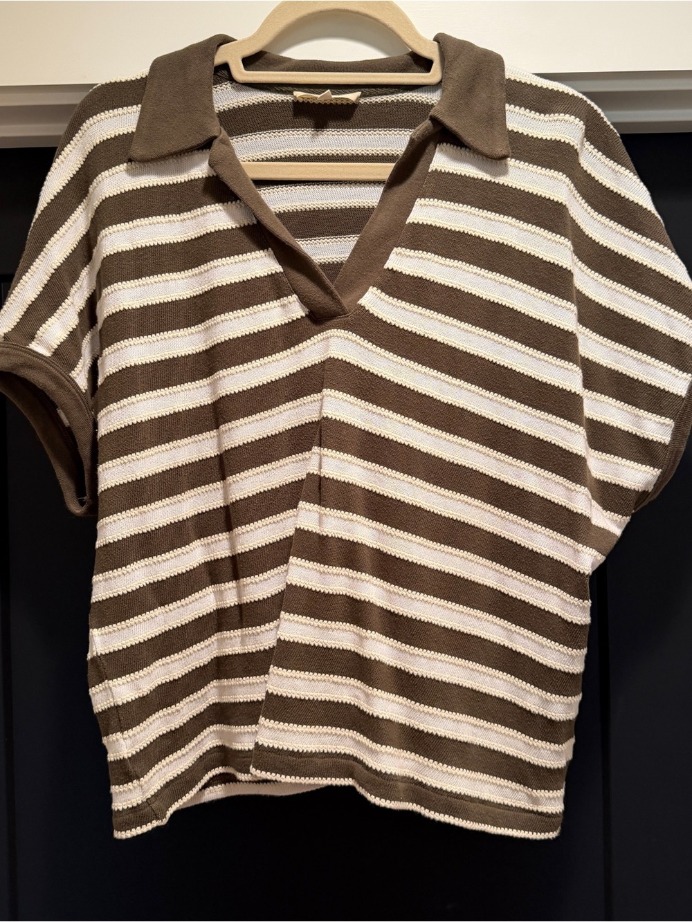 Madewell Relaxed V-Neck Polo Shirt in stripe